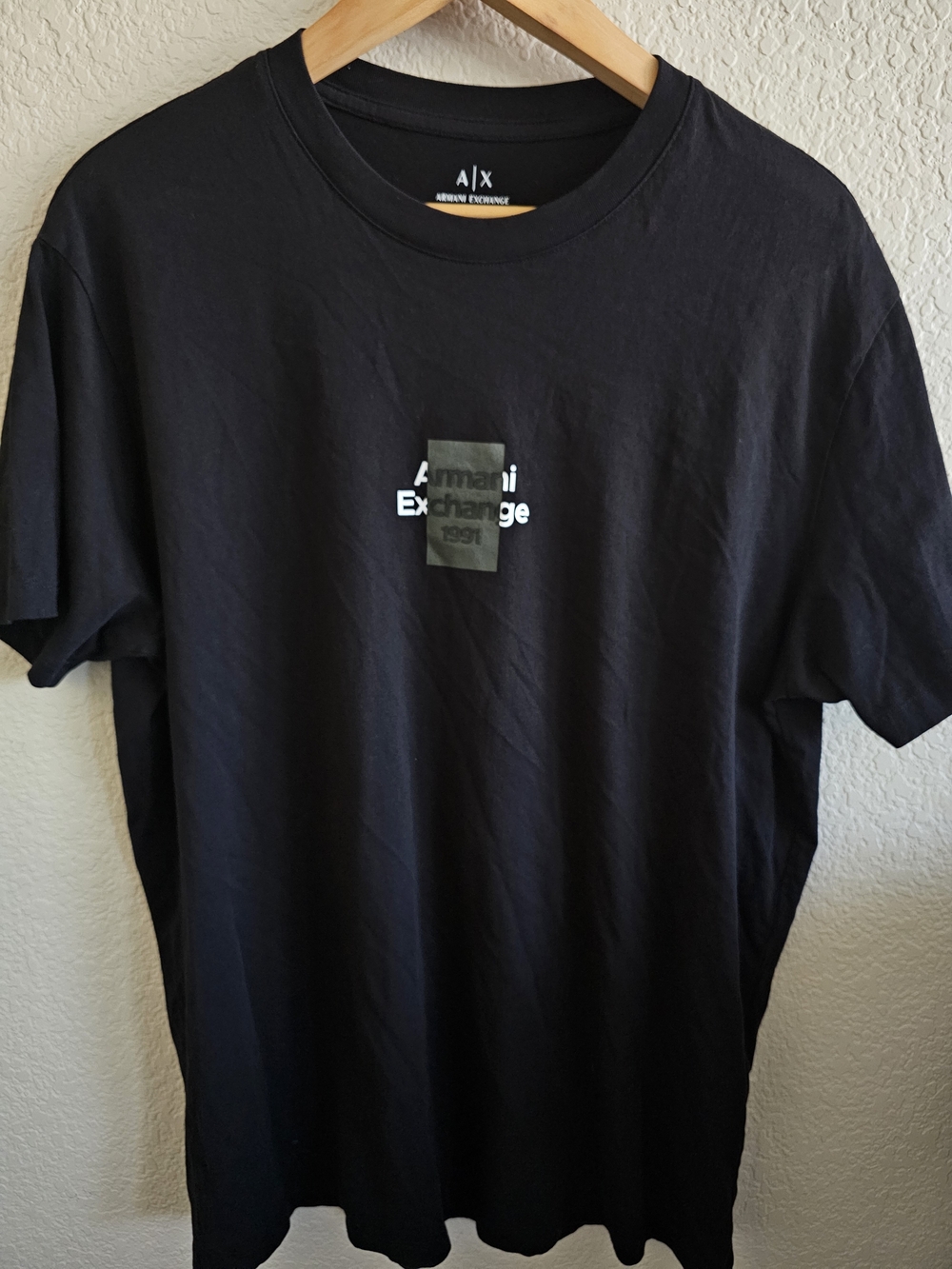Armani Exchange Men's Black Box Logo 1991 Graphic Tee - Size L - Like New